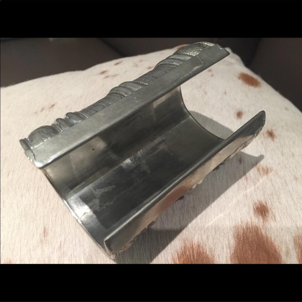 Funky Silvertone Statement Cuff Bracelet - image 2